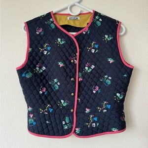 Batsheva blue vest floral print collarless fit.